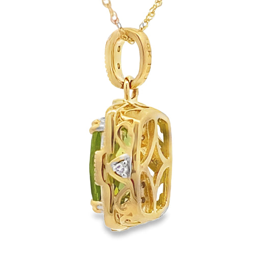 Bids.com Peridot Diamond Fashion Pendants 10KT Yellow Gold Pendants