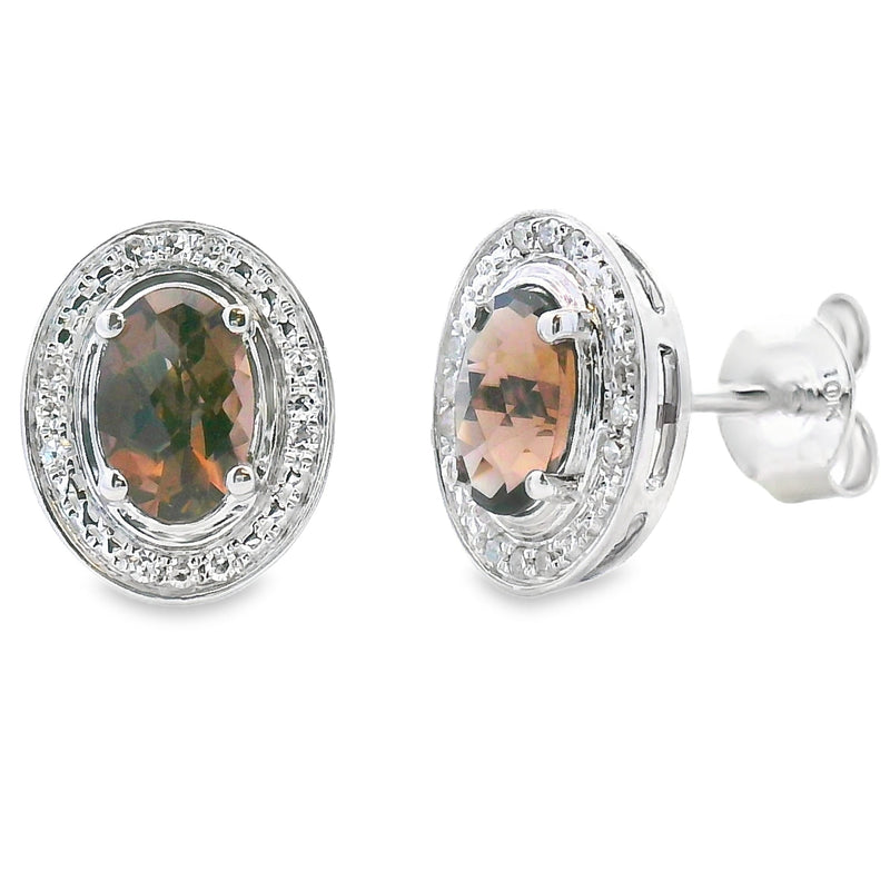 Bids.com .85ct Quartz Diamond Earrings 10KT White Gold Earrings