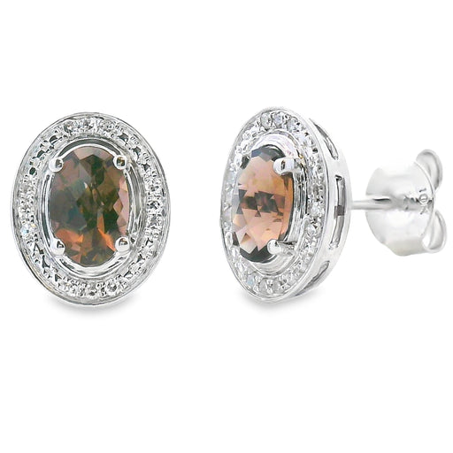 Bids.com .85ct Quartz Diamond Earrings 10KT White Gold Earrings