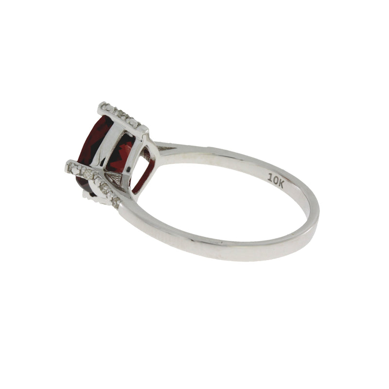Bids.com 1.25ct Garnet Diamond Ring 10KT White Gold Rings