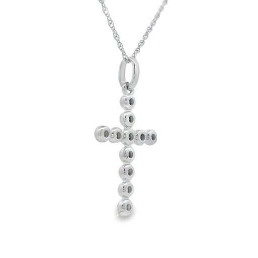 Bids.com .09ct Diamond Cross Religious Pendant 14KT White Gold Pendants