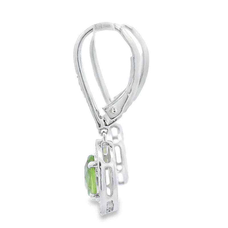 Bids.com 1.21ct Peridot Diamond Dangle Earrings 10KT White Gold Earrings