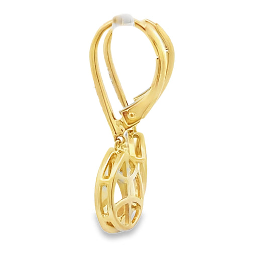 Bids.com Rose Quartz Diamond Dangle Earrings 10KT Yellow Gold Earrings
