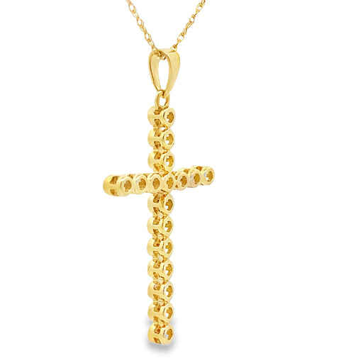 Bids.com .17ct Diamond Cross Religious Pendant 14KT Yellow Gold Pendants