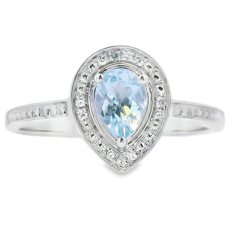 Bids.com .39ct Aquamarine Diamond Ring 10KT White Gold Rings