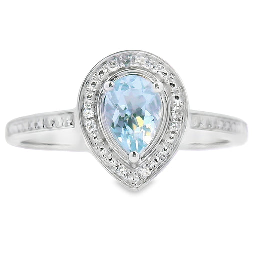 Bids.com .39ct Aquamarine Diamond Ring 10KT White Gold Rings
