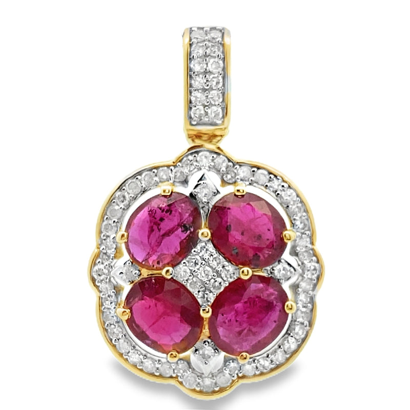 Bids.com 2.80ct Ruby Diamond Fashion Pendants 14KT Yellow Gold Pendants