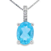 Bids.com Blue Topaz Diamond Fashion Pendants 10KT White Gold Pendants