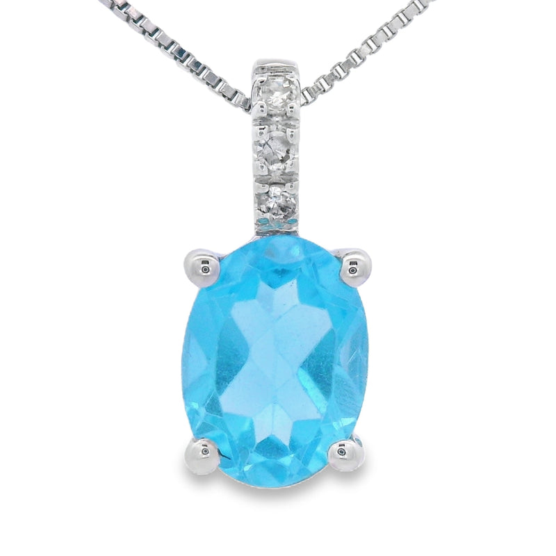 Bids.com Blue Topaz Diamond Fashion Pendants 10KT White Gold Pendants
