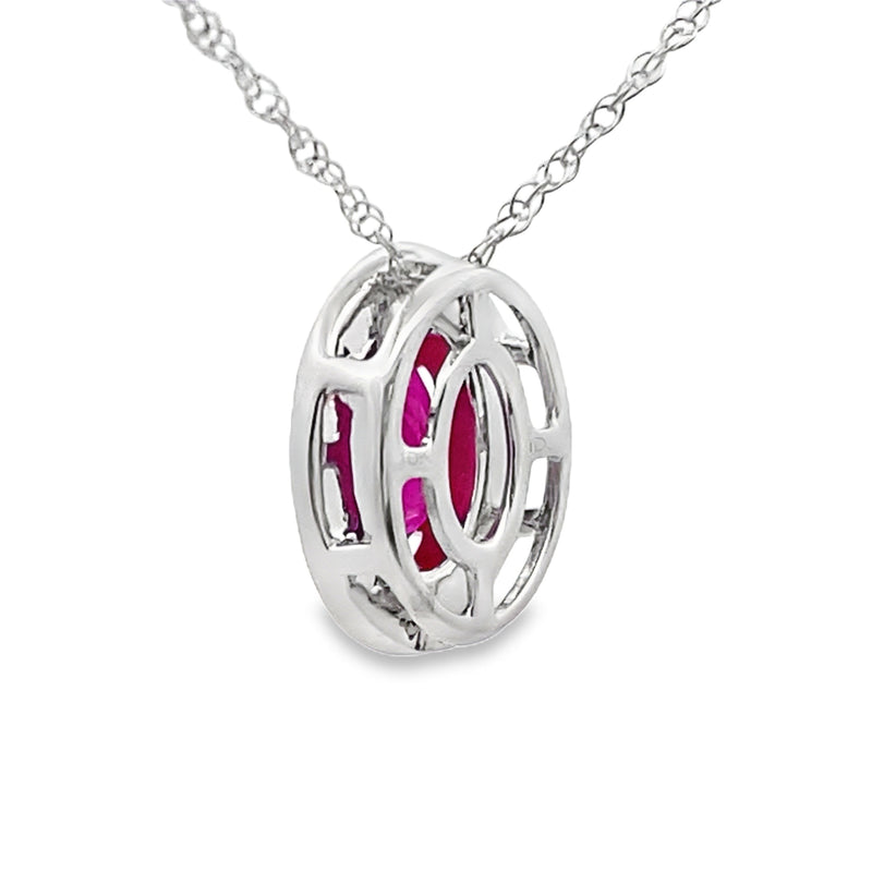 Bids.com .63ct Ruby Diamond Fashion Pendants 10KT White Gold Pendants
