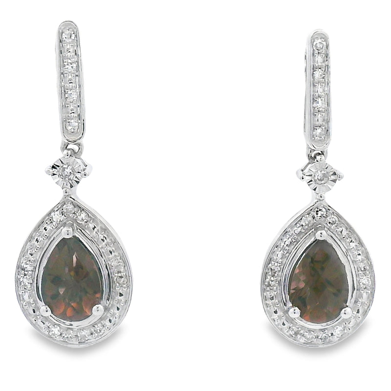 Bids.com .84ct Quartz Diamond Dangle Earrings 10KT White Gold Earrings