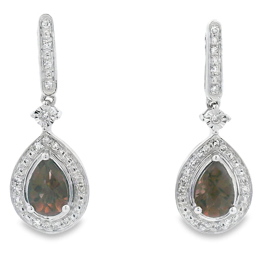 Bids.com .84ct Quartz Diamond Dangle Earrings 10KT White Gold Earrings
