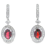 Bids.com 1.20ct Garnet Diamond Dangle Earrings 10KT White Gold Earrings