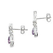Bids.com .48ct Amethyst Diamond Dangle Earrings 10KT White Gold Earrings