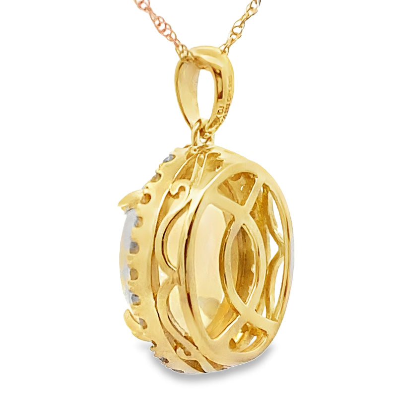 Bids.com 2.39ct Opal Diamond Fashion Pendants 10KT Yellow Gold Pendants