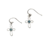 Bids.com .27ct Sapphire Cross Earrings 10KT White Gold Earrings