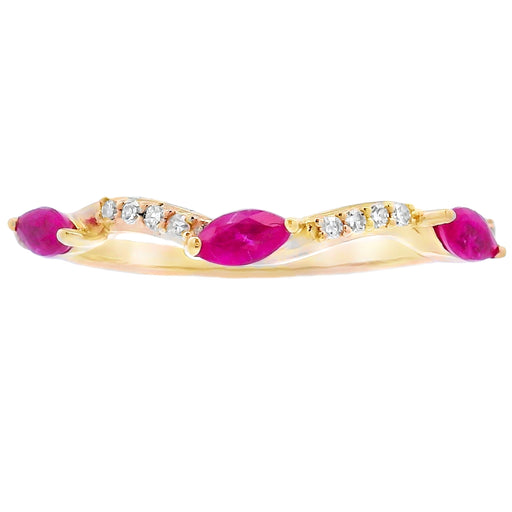 Bids.com .21ct Ruby Diamond stackable band set 14KT Yellow Gold Rings