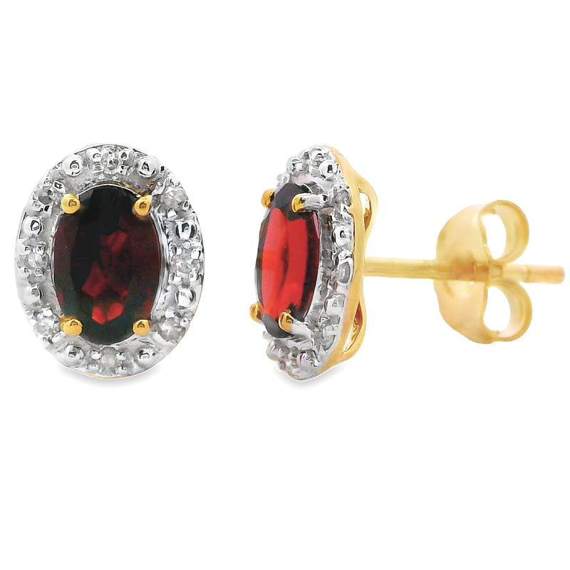Bids.com 1.18ct Garnet Diamond Earrings 10KT Yellow Gold Earrings