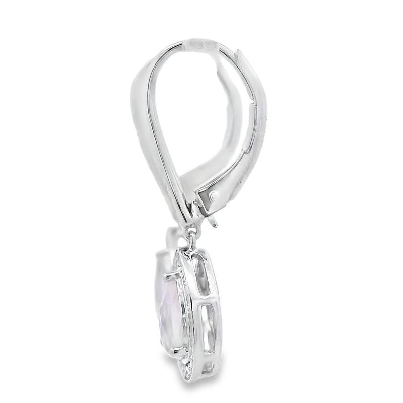Bids.com Rose Quartz Diamond Dangle Earrings 10KT White Gold Earrings