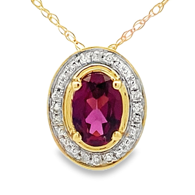 Bids.com .52ct Garnet Diamond Fashion Pendants 10KT Yellow Gold Pendants