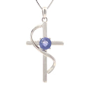 Bids.com .50ct Tanzanite Cross Religious Pendant Sterling Silver Pendants