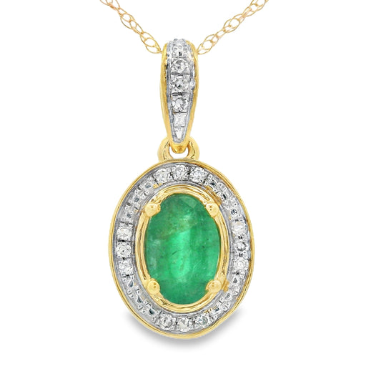 Bids.com .46ct Emerald Diamond Fashion Pendants 10KT Yellow Gold Pendants