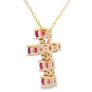 Bids.com Ruby Diamond Cross Religious Pendant 10KT Yellow Gold Pendants