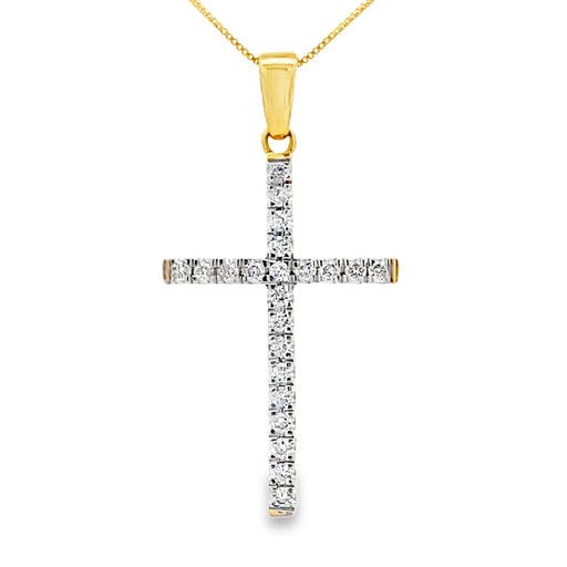 Bids.com .21ct Diamond Cross Religious Pendant 14KT Yellow Gold Pendants