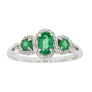 Bids.com .84ct Emerald Diamond Ring 14KT White Gold Rings