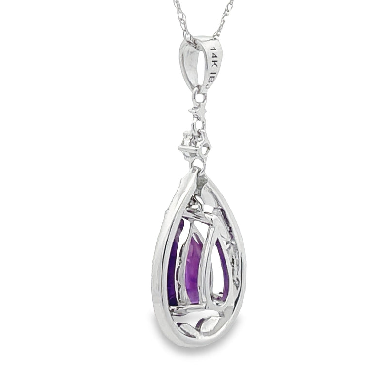 Bids.com Amethyst Diamond Fashion Pendants 14KT White Gold Pendants