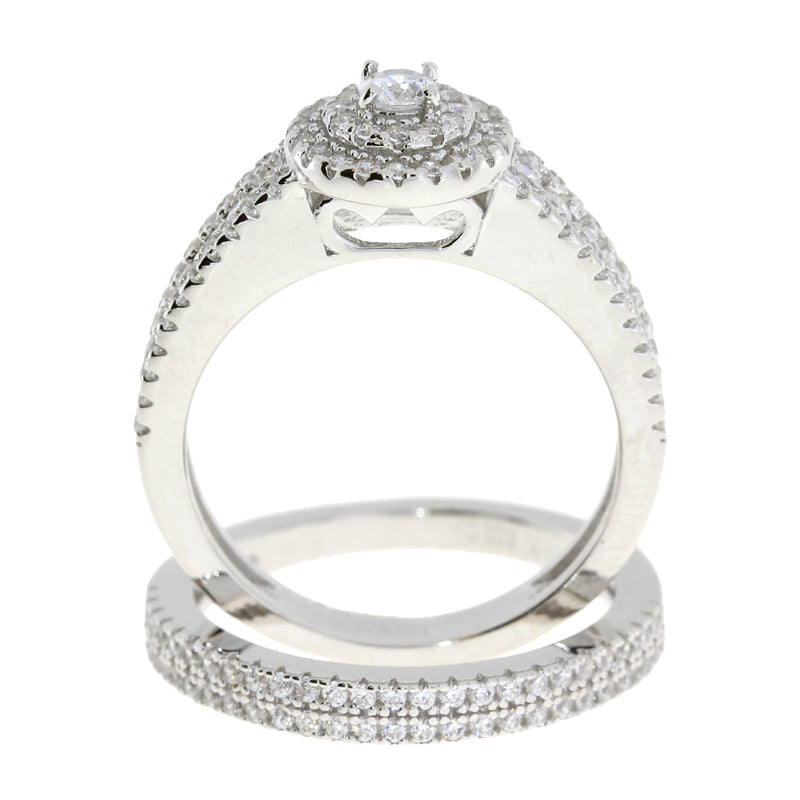 Bids.com Cubic Zirconia CZ SS Bridal Sterling Silver Rings