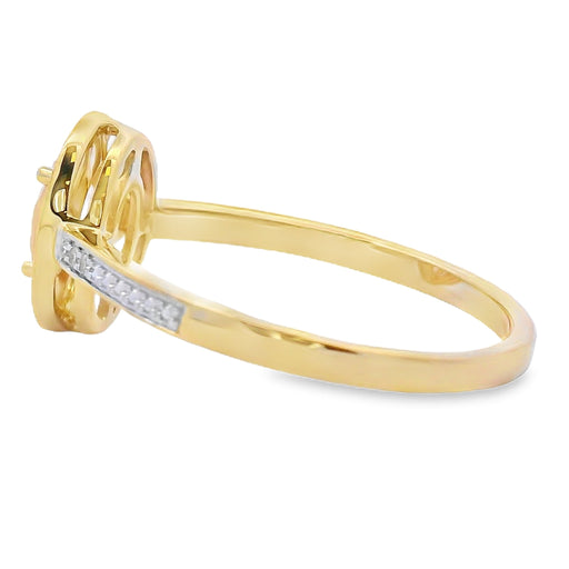 Bids.com .53ct Rose Quartz Diamond Ring 10KT Yellow Gold Rings