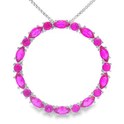 Bids.com Created Ruby Circle of Love Pendant Sterling Silver Pendants