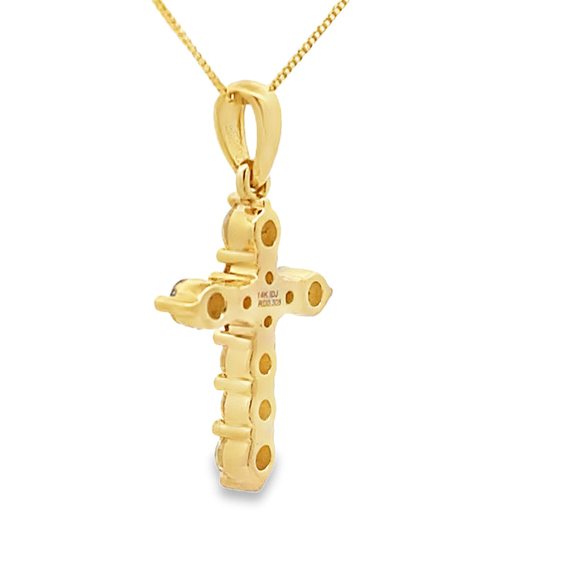 Bids.com .30ct Diamond Cross Religious Pendant 14KT Yellow Gold Pendants