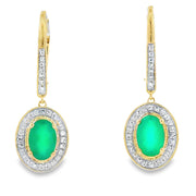 Bids.com Chalcedony Diamond Dangle Earrings 10KT Yellow Gold Earrings