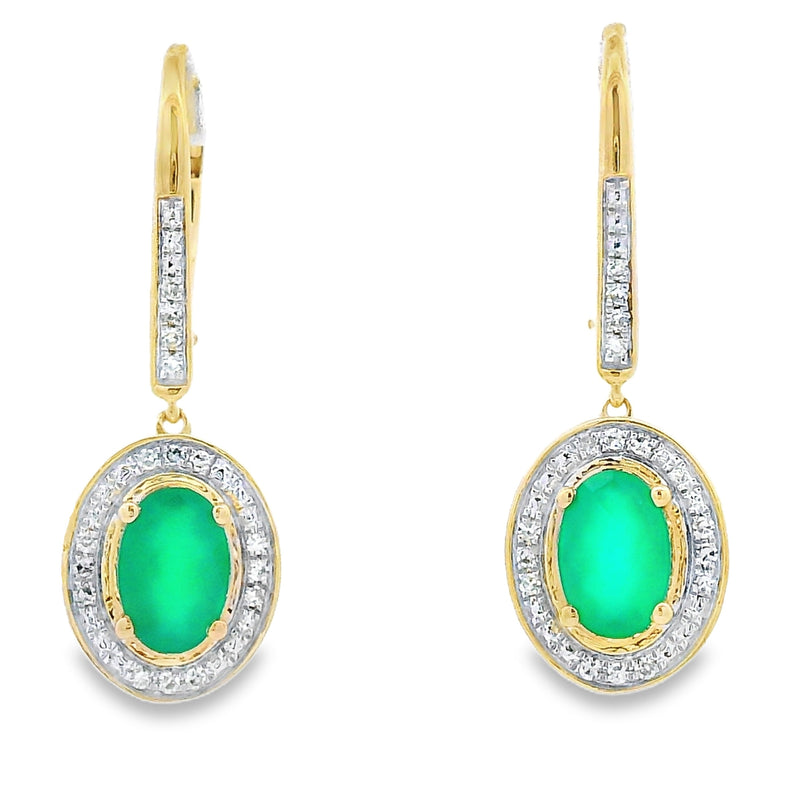 Bids.com Chalcedony Diamond Dangle Earrings 10KT Yellow Gold Earrings