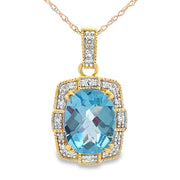 Bids.com Blue Topaz Diamond Fashion Pendants 10KT Yellow Gold Pendants
