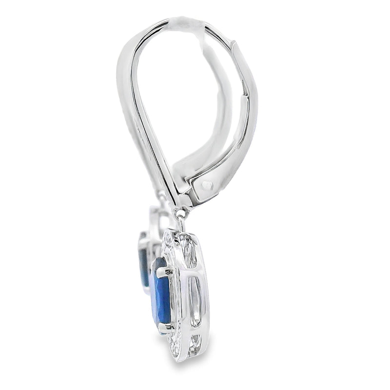 Bids.com 1.28ct Sapphire Diamond Dangle Earrings 10KT White Gold Earrings