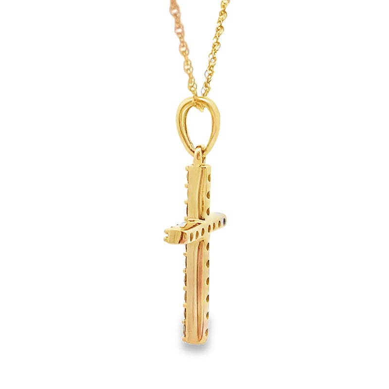 Bids.com .13ct Diamond Cross Religious Pendant 14KT Yellow Gold Pendants
