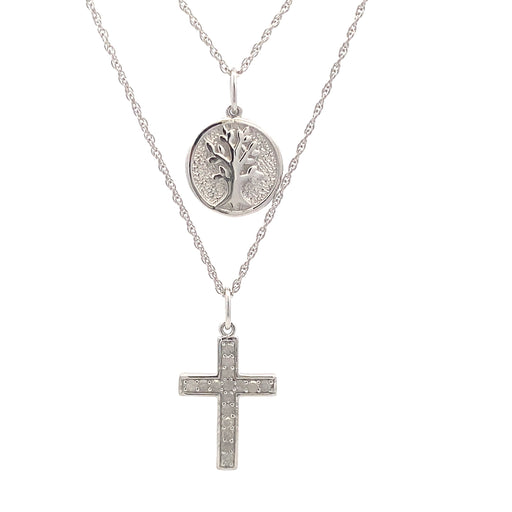 Bids.com .20ct Diamond Cross Religious Pendant Sterling Silver Pendants