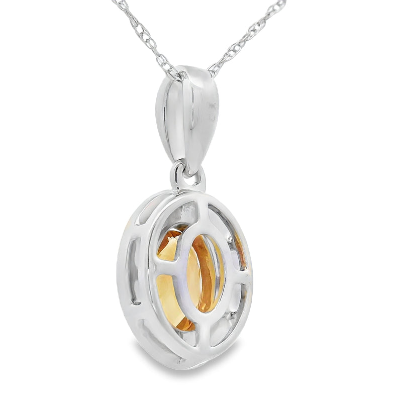 Bids.com .48ct Citrine Diamond Fashion Pendants 10KT White Gold Pendants