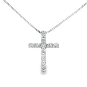 Bids.com .15ct Diamond Cross Religious Pendant 14KT White Gold Pendants