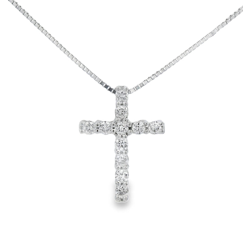 Bids.com .15ct Diamond Cross Religious Pendant 14KT White Gold Pendants
