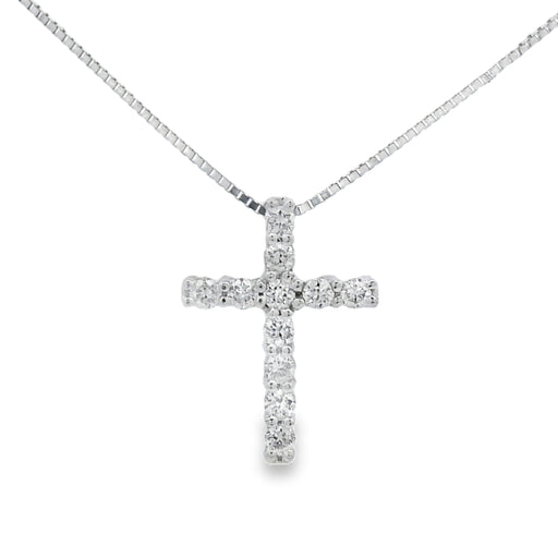 Bids.com .15ct Diamond Cross Religious Pendant 14KT White Gold Pendants