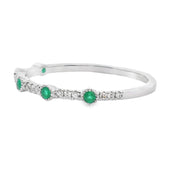 Bids.com Emerald Diamond stackable band set 14KT White Gold Rings