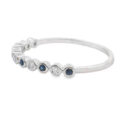 Bids.com Sapphire Diamond stackable band set 14KT White Gold Rings