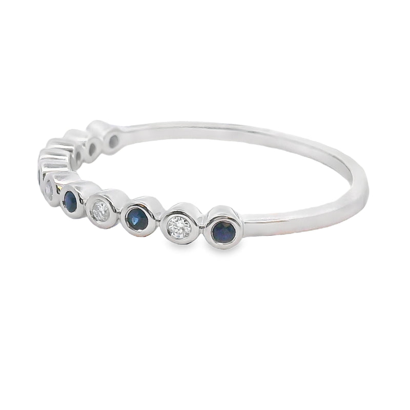 Bids.com Sapphire Diamond stackable band set 14KT White Gold Rings