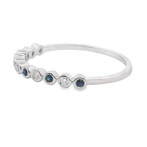 Bids.com Sapphire Diamond stackable band set 14KT White Gold Rings