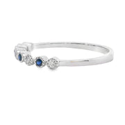 Bids.com Sapphire Diamond stackable band set 14KT White Gold Rings