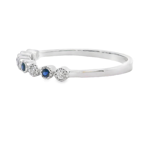 Bids.com Sapphire Diamond stackable band set 14KT White Gold Rings